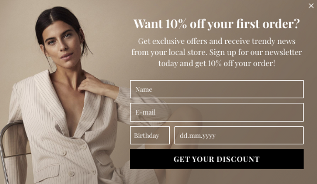 10_ Off Example Popup Email Marketing for Ecommerce