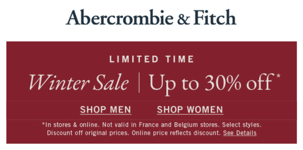 Abercrombie _ Fitch Winter Email Example Email Marketing for Ecommerce