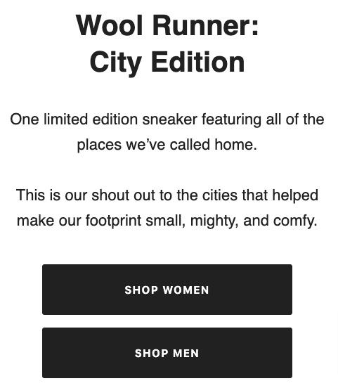 Allbirds Limited Edition Email Marketing for Ecommerce