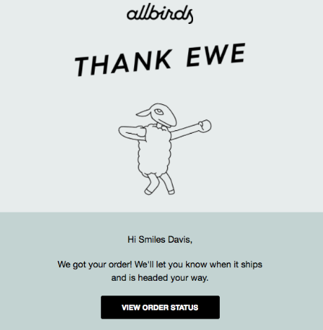 Allbirds E-post efter köp
