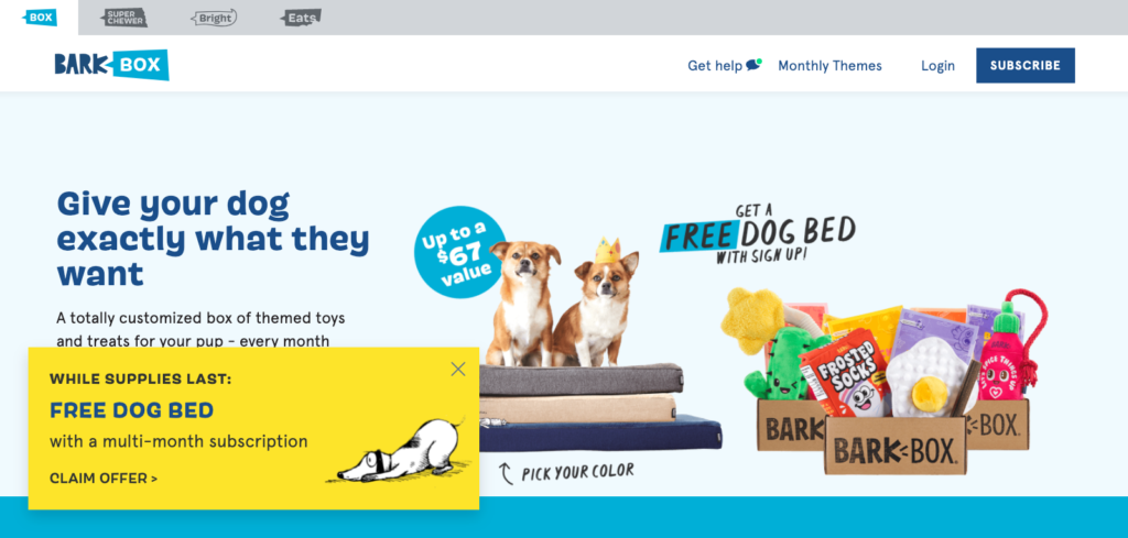 Barkbox slide in Call to Action (CTA) Examples