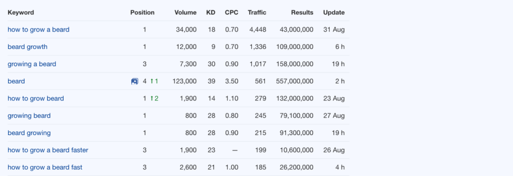 BeardBrand Organic Content Keywords Small Business Marketing Strategies