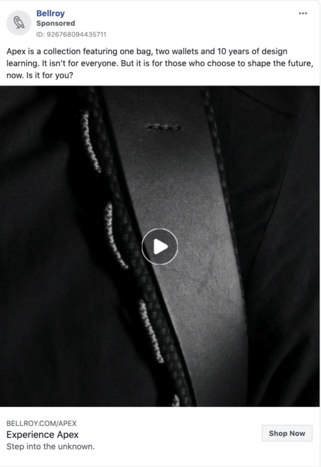 Bellroy Facebook Ad 3