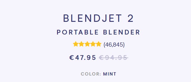 Blendjet pricing Ecommerce Pricing Examples