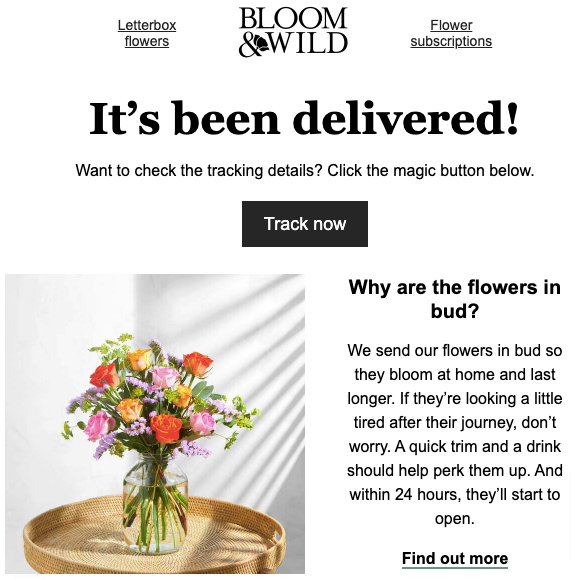 Bloom _ Wild Delivery Confirmation Advanced Post-Purchase Workflows for Ecommerce
