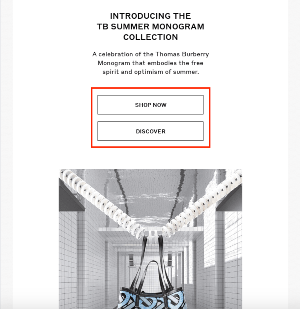 Burberry CTA Product Launch Email Example