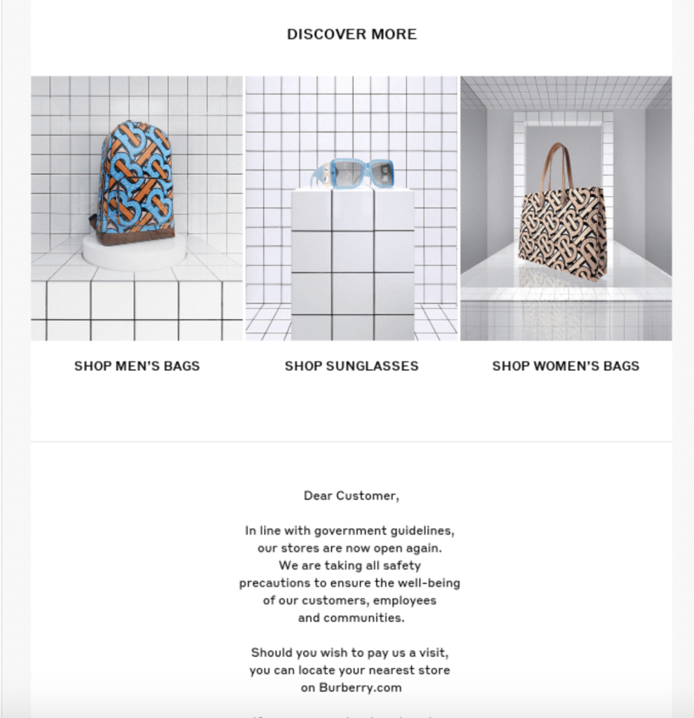 Burberry Product Recommendations Product Launch Email Example