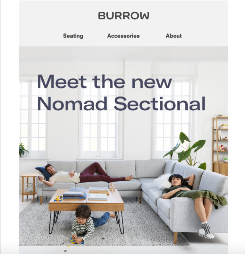Burrow Sectional Product Launch Email Example