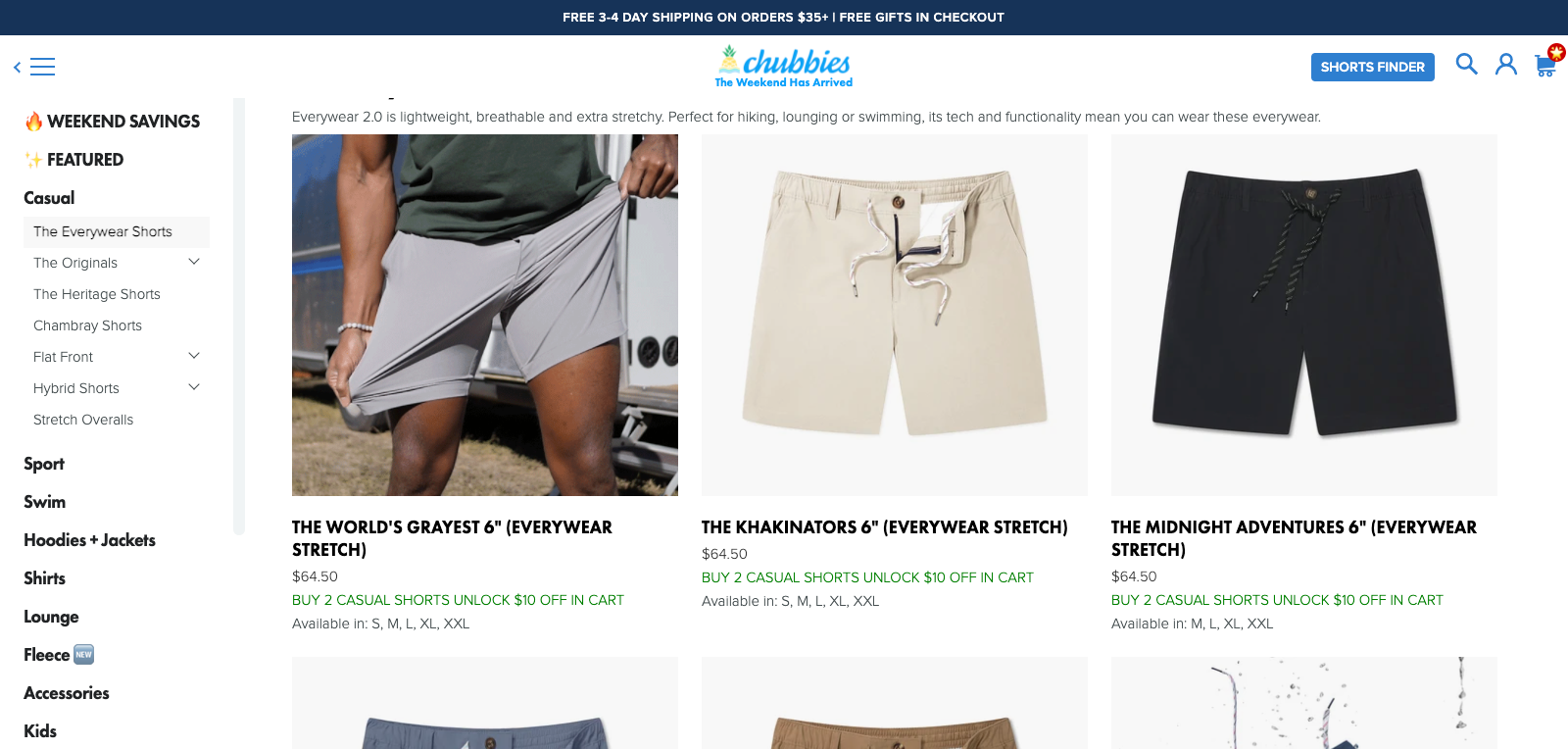 Chubbies Product Page