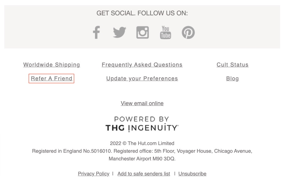 Cult Beauty Email Footer