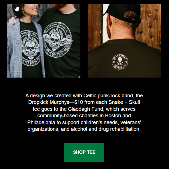 Death Wish Coffee St. Patricks Day Email Charity Collab Dropkick Murphys