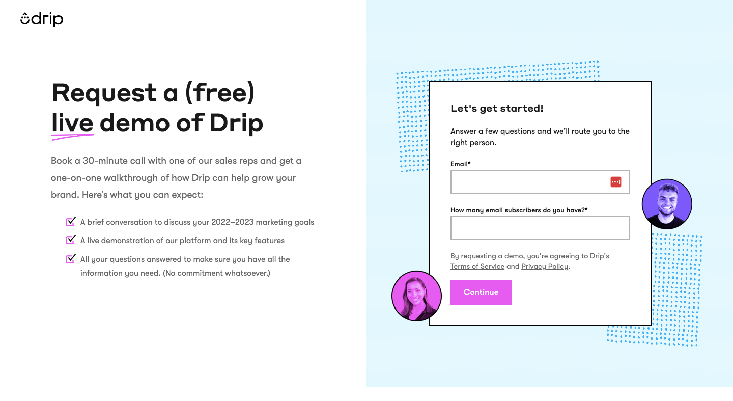 Drip landing page Best Landing Page Builders