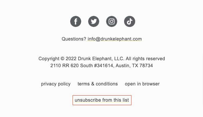 Drunk Elephant E-postsidfot