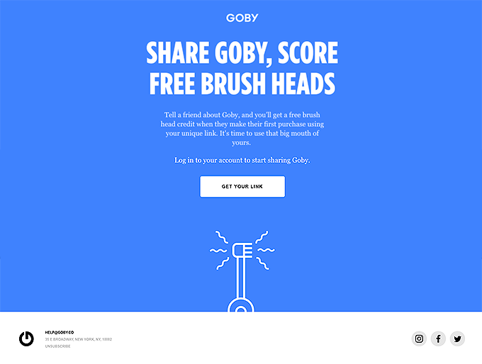 Goby Share for Free Products Referral Email Examples