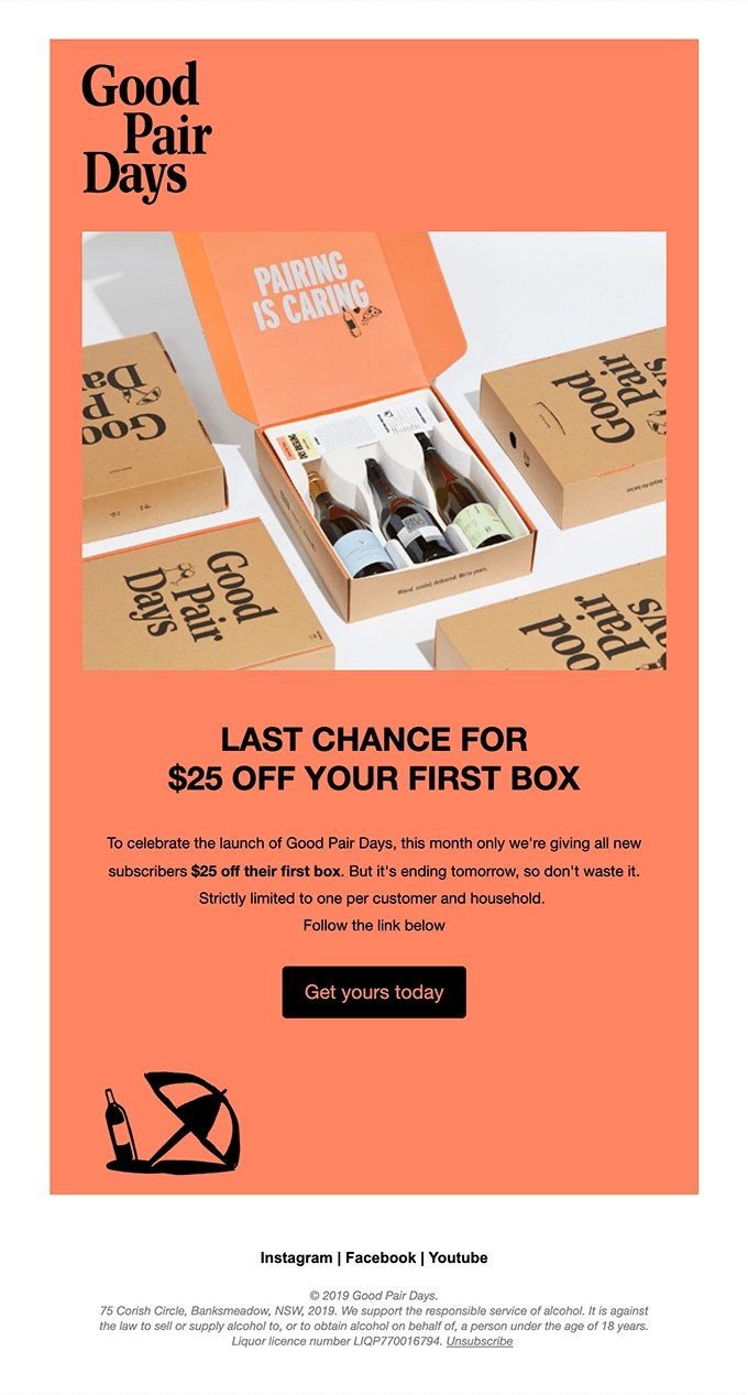 Good Pair Days Email Example
