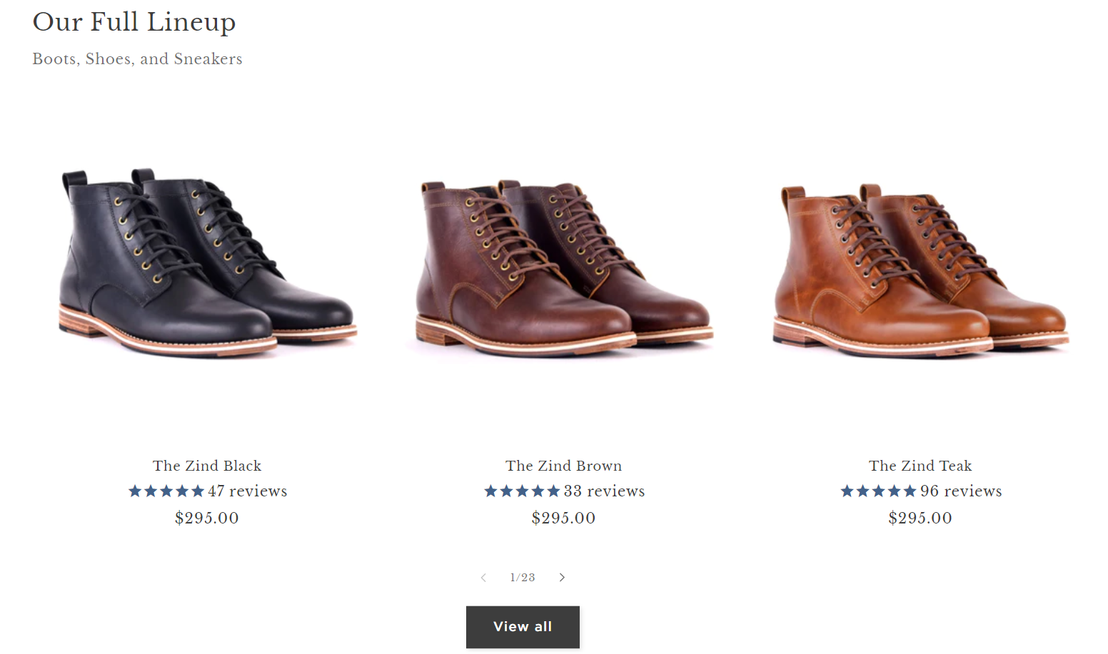 HELM Boots Product Categories best ecommerce websites