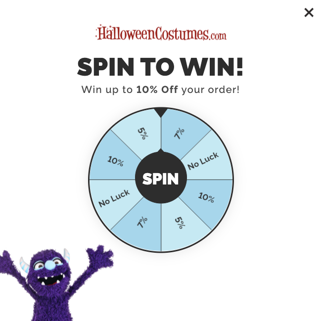 Halloween Costumes Spin to Win Halloween Popup Examples