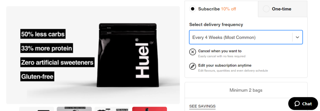 Huel Subscription Page Shopify Forms