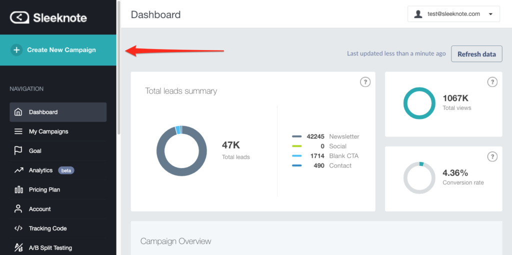 1 Sleeknote Dashboard