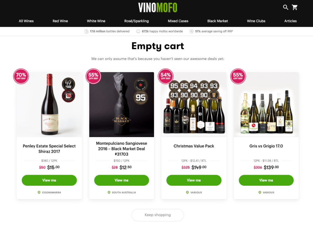 10 Vinomofo Empty Cart Page