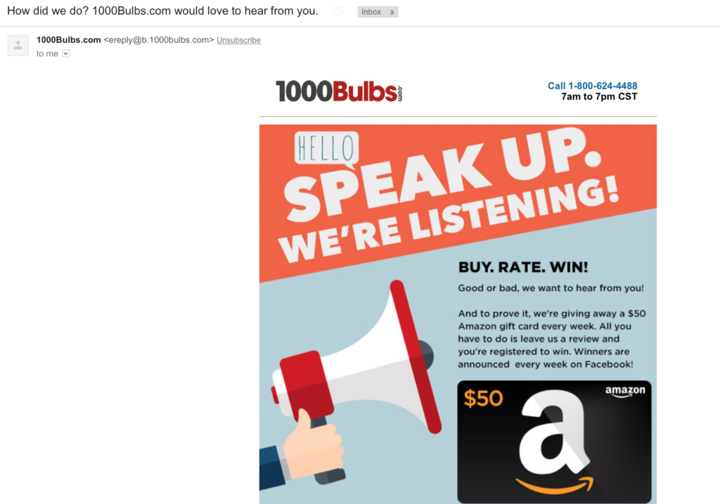 1000 Bulbs Confirmation Email
