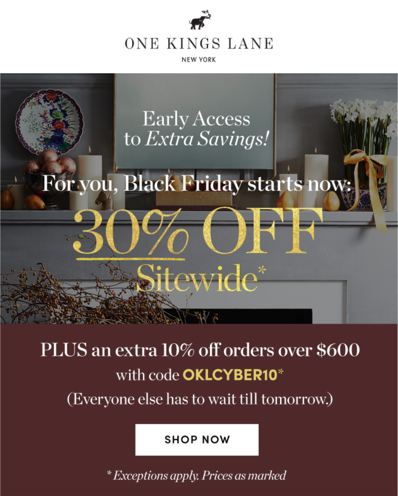 8 One Kings Lane Black Friday Email