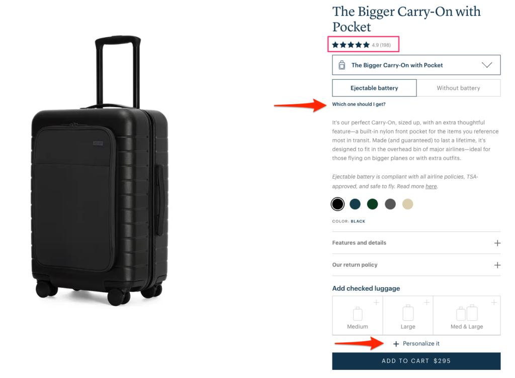 9 Away Product Page