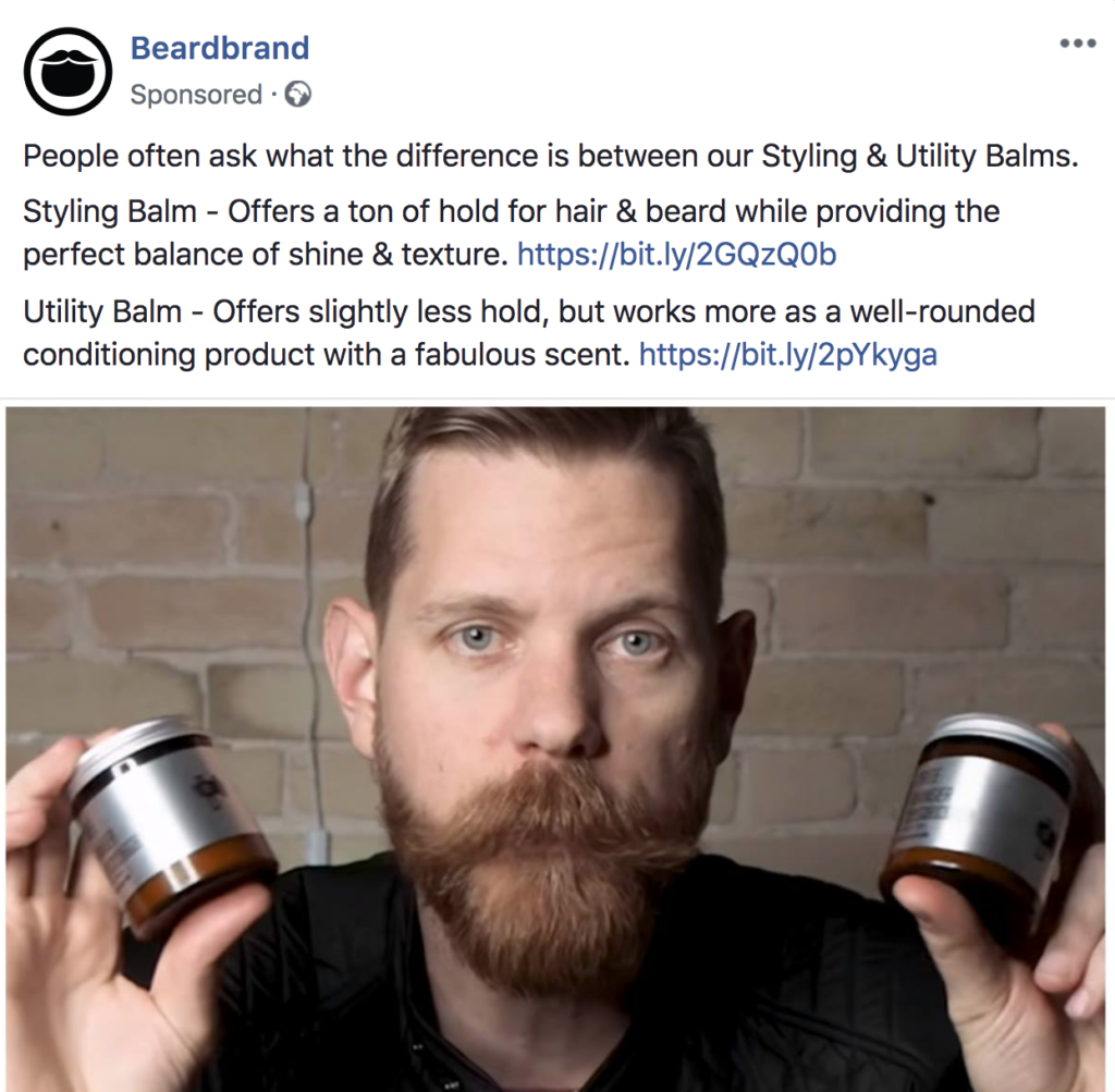 A Beardbrand Ad Comparing Styling Balm and Utility Balm