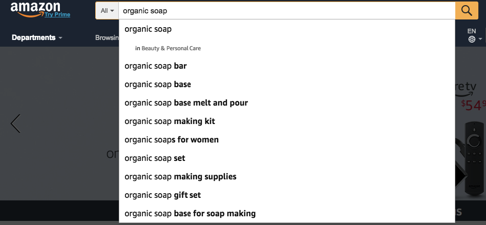 A Search for Organic Soap on Amazon(1)