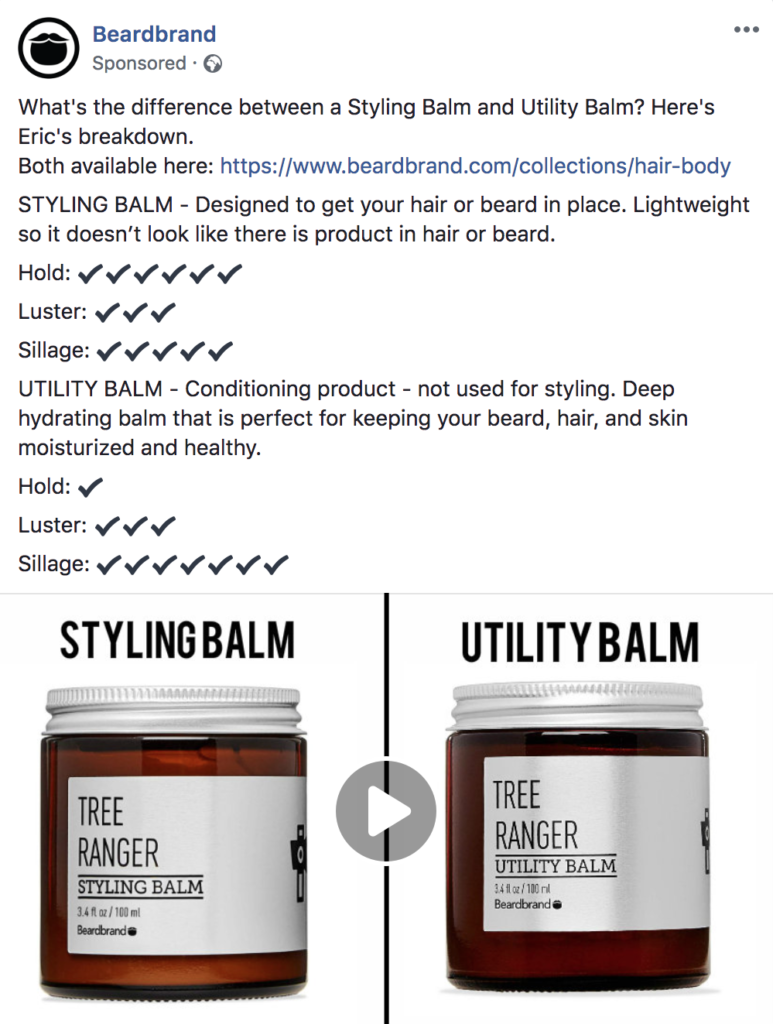 A Variation of a Beardbrand Ad Comparing Styling Balm and Utility Balm