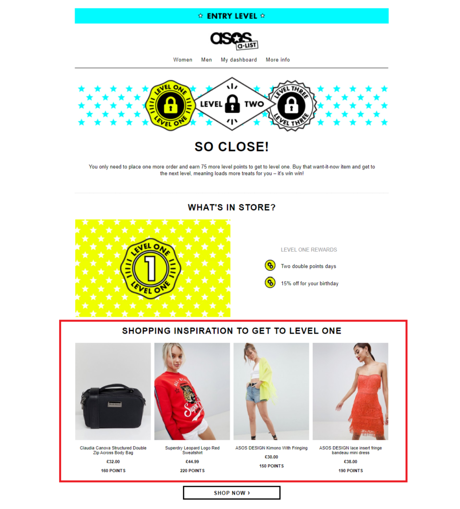 ASOS Loyalty Program Email 2