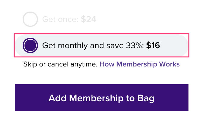 Add Membership to Bag