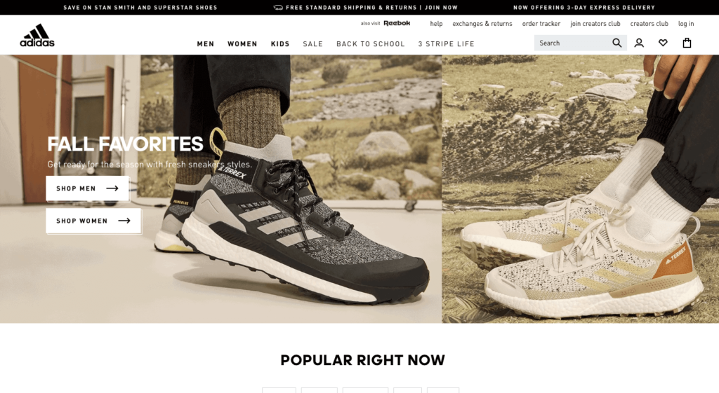Adidas Homepage