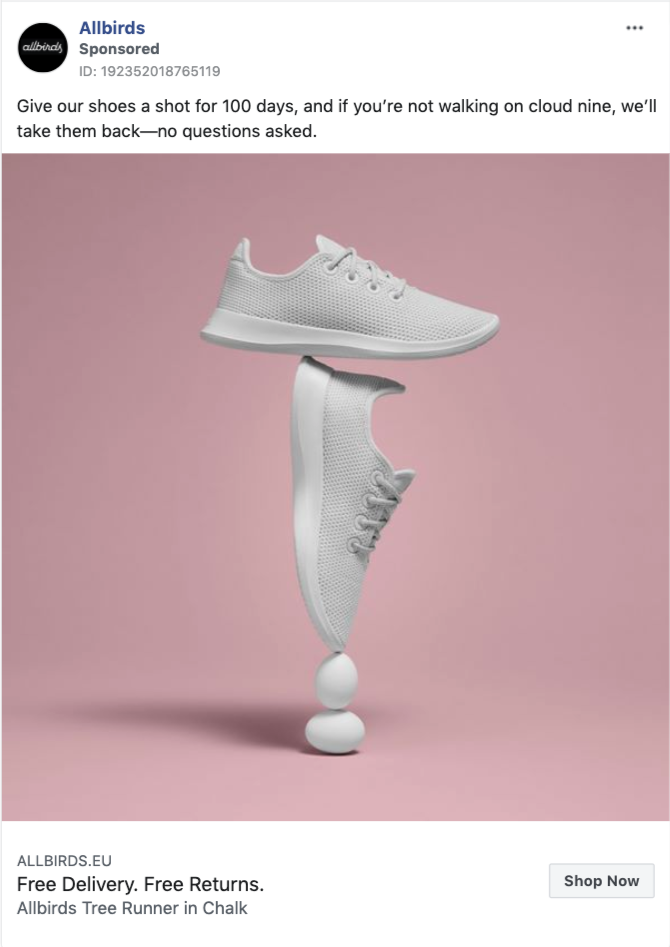 Allbirds Facebook Ad