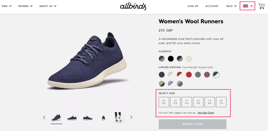 Allbirds UK Product Page