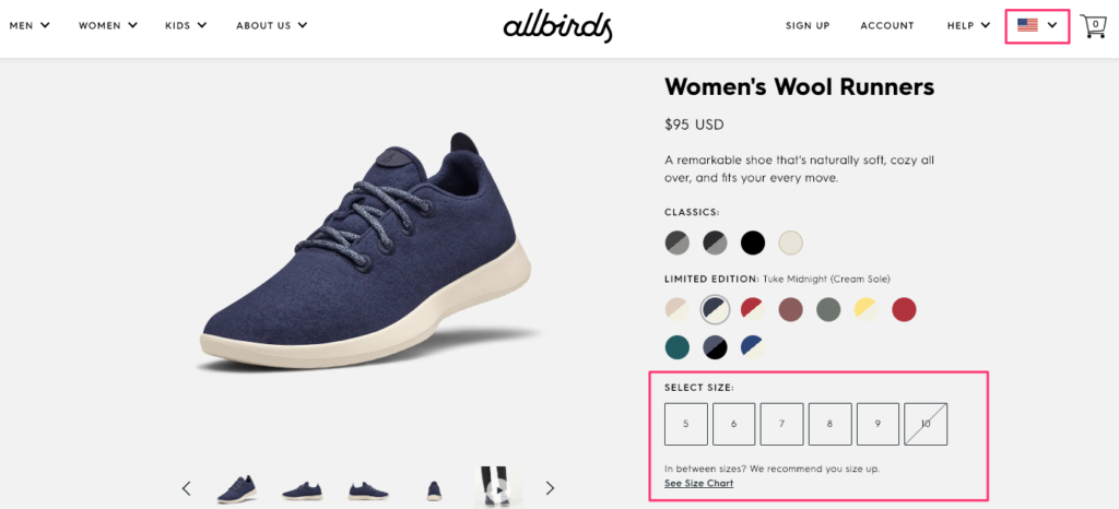 Allbirds US Product Page