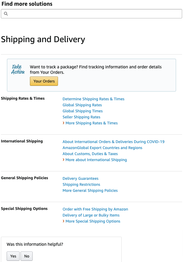 Amazon Shipping and Delivery Page