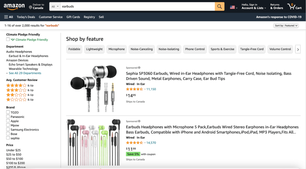 Amazon Shop by Feature