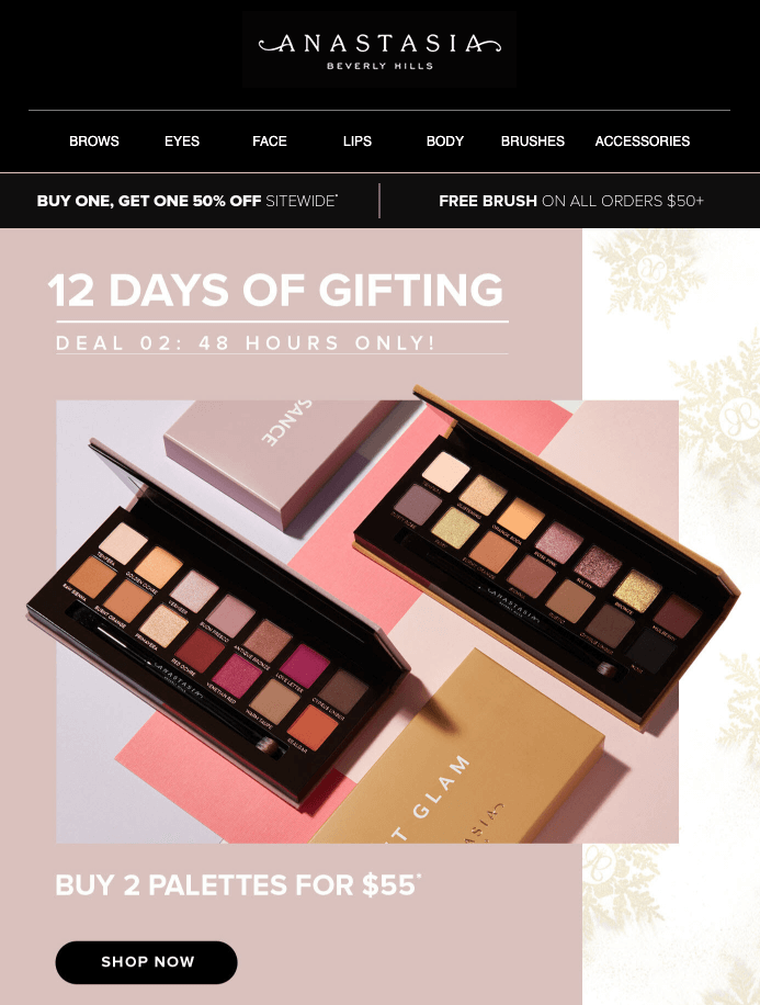 Anastasia Beverly Hills Christmas Deal Email