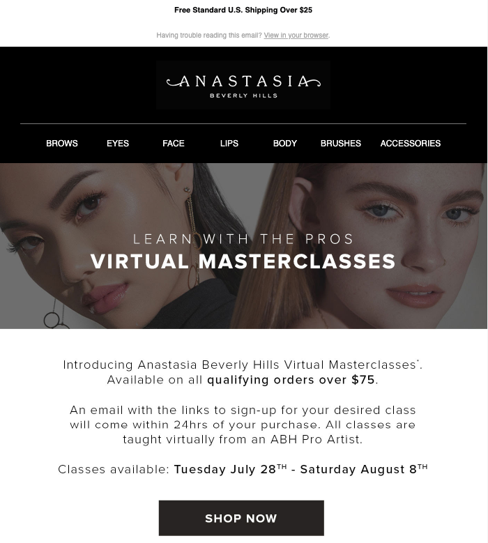 Anastasia Beverly Hills Masterclass Email