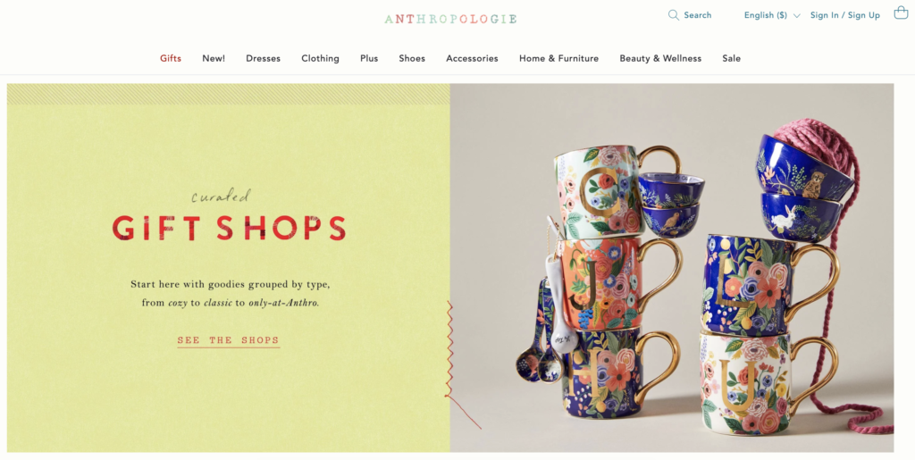Anthropologie Gift Guide Landing Page 2