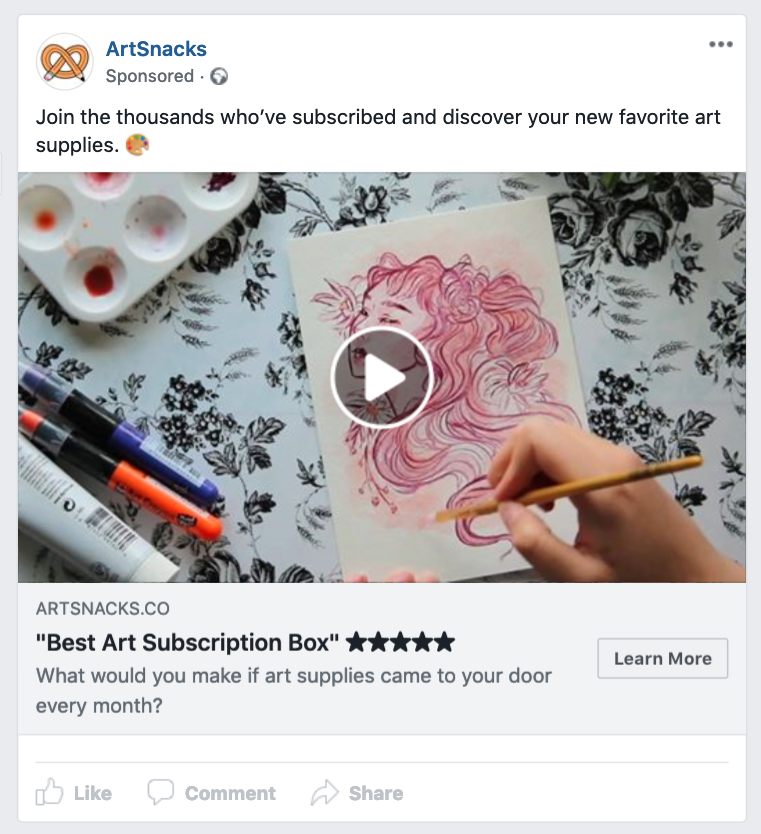 ArtSnacks Facebook Ad