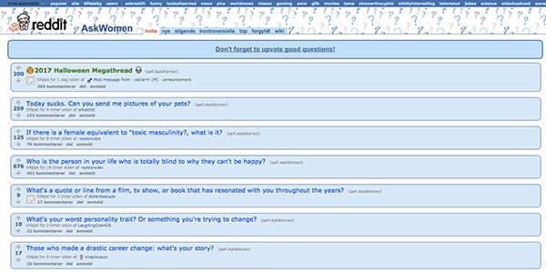 AskWomen Subreddit