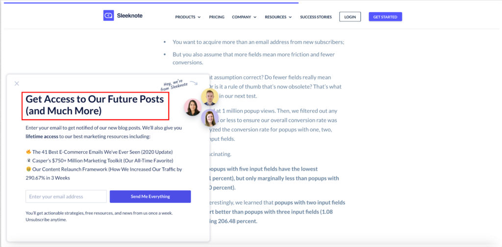 B2B Popup Example 2