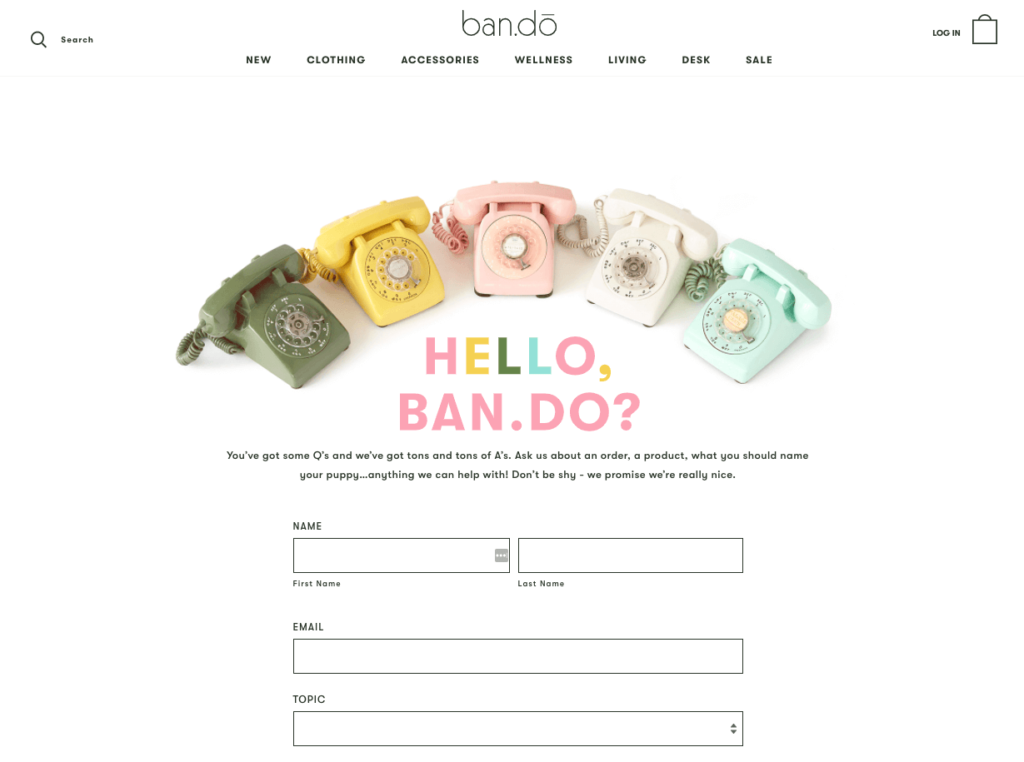 Ban.do's Contact Page