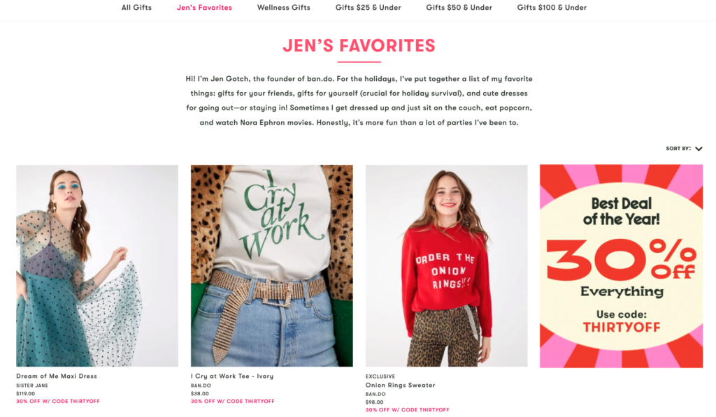 Ban.do Gift Guide Landing Page 2