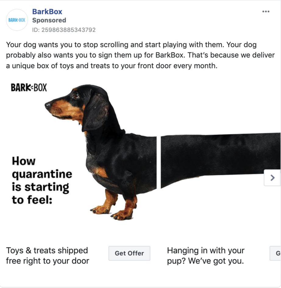 BarkBox Facebook Ad