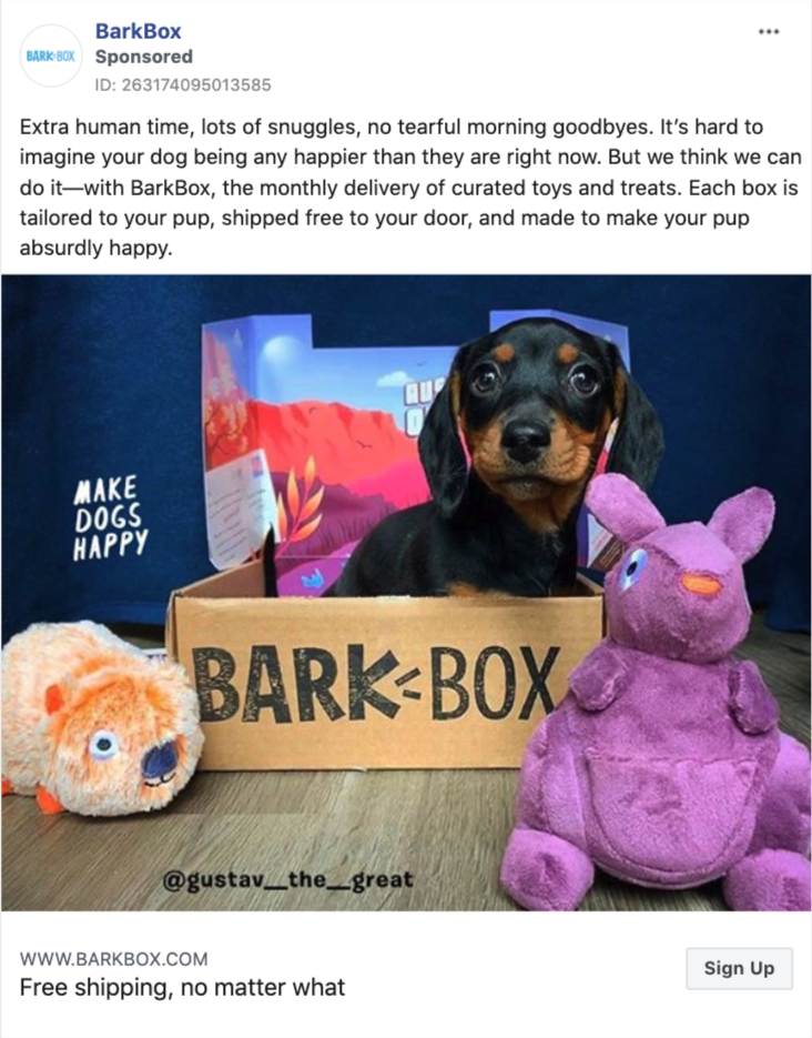 BarkBox Facebook Ad 2