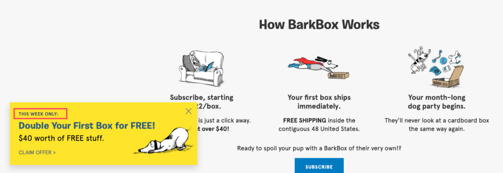 BarkBox Limited Time Popup