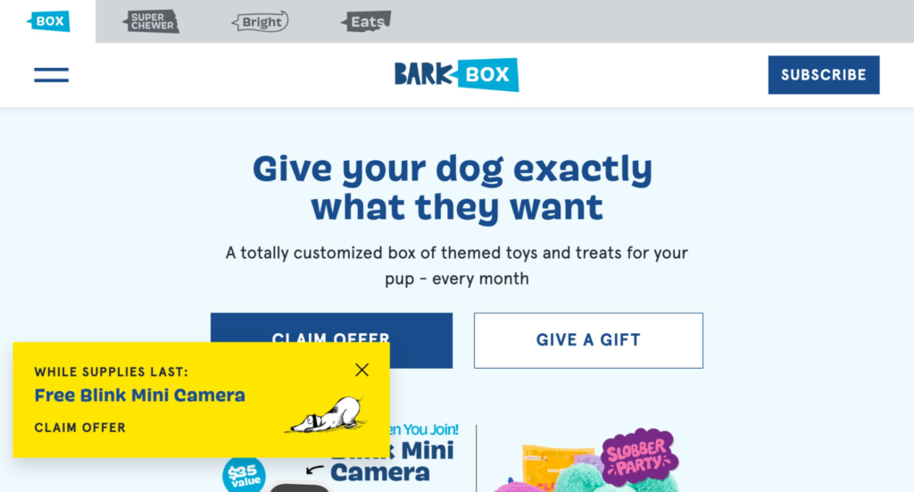 Barkbox Website Popup